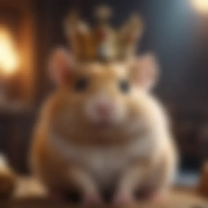 Hamster avatar with a crown in a fantasy gaming world