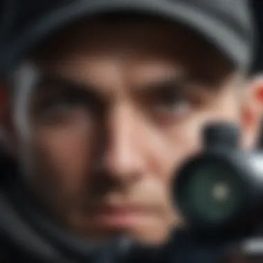 Close-up of Hitman's Eyes Behind a Sniper Rifle Scope