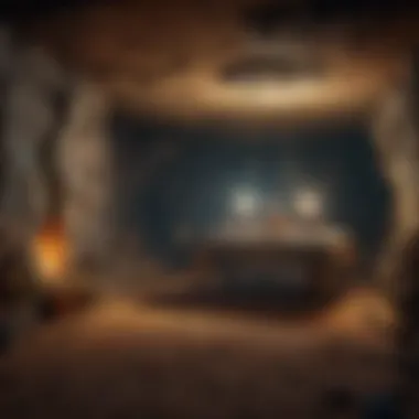 Enchanting Glow of Minecraft Lights in a Cave Minecraft lights shining brightly in dark cave