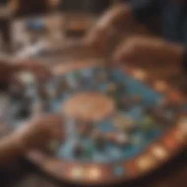 Group of friends playing a competitive board game