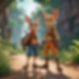 Jak and Daxter standing together in a vibrant setting