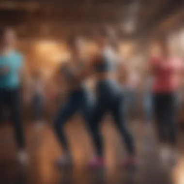 Inclusivity and Community in Dance Fitness Diverse individuals dancing together in a vibrant environment
