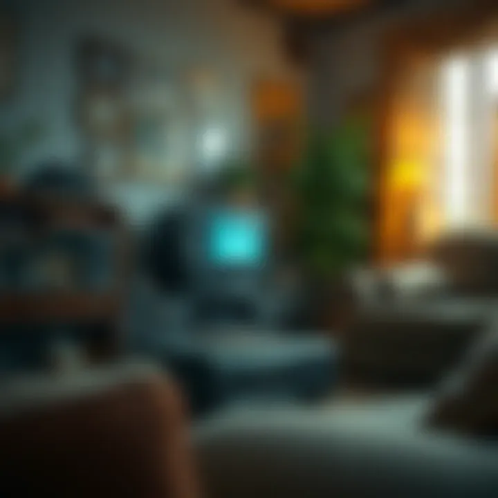 A nostalgic living room setup featuring a VCR and classic home decor