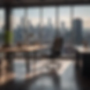 Elevated Workspace for Maximum Success Luxurious business office with panoramic city view