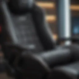 Close-up view of the Maingear Forma GT gaming chair showcasing its premium materials and stitching.
