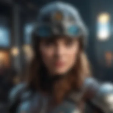 Digital Dominion of the Hawk Eye Attire Majestic Hawk Eye Costume overlooking a digital realm