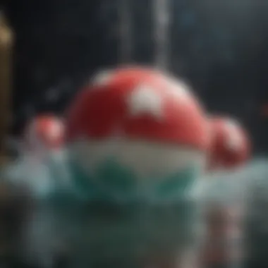 Close-up of a Mario bath bomb dissolving in water