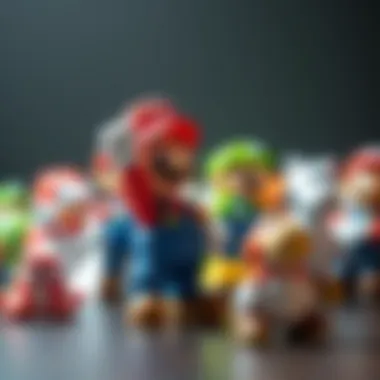 A vibrant display of Mario-themed origami figures showcasing popular characters from the franchise.