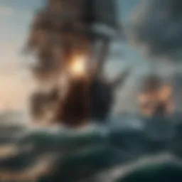 A screenshot from a naval warfare game showcasing a dramatic sea battle