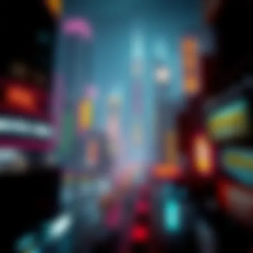 A captivating view of Night City showcasing the vibrant neon lights and architecture