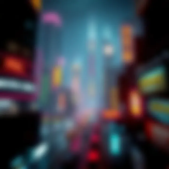 A captivating view of Night City showcasing the vibrant neon lights and architecture