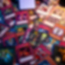 A vibrant collection of Yu-Gi-Oh cards showcasing various types and designs.