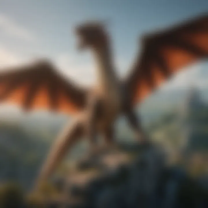 Dragon soaring above a medieval kingdom