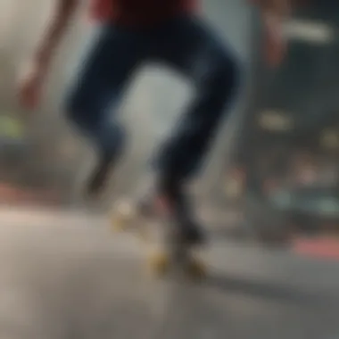 Detailed close-up of a skater performing a kickflip on the Nintendo Switch