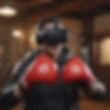 Virtual reality gaming experience with Oculus Quest and boxing gloves