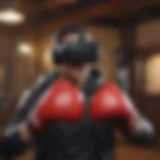 Virtual reality gaming experience with Oculus Quest and boxing gloves