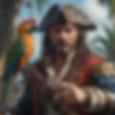 Pirate Captain with Parrot and Map