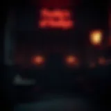 A dark and eerie atmosphere of a Five Nights at Freddy's gameplay setting.