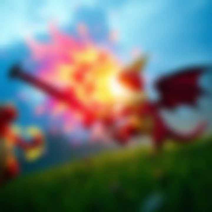 An intense battle scene between two Pokémon showcasing dynamic gameplay