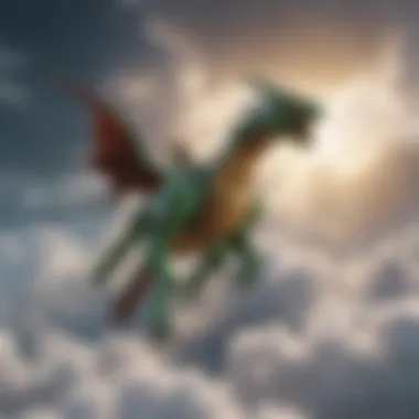 Majestic Pokemon Rayquaza flying through the clouds