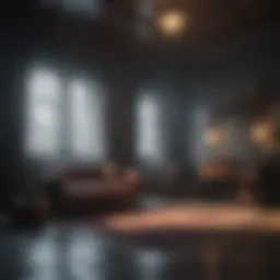 Eerie atmosphere in a dimly lit room