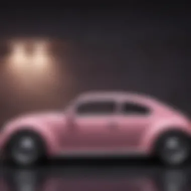 Sleek design of pink bug car side view