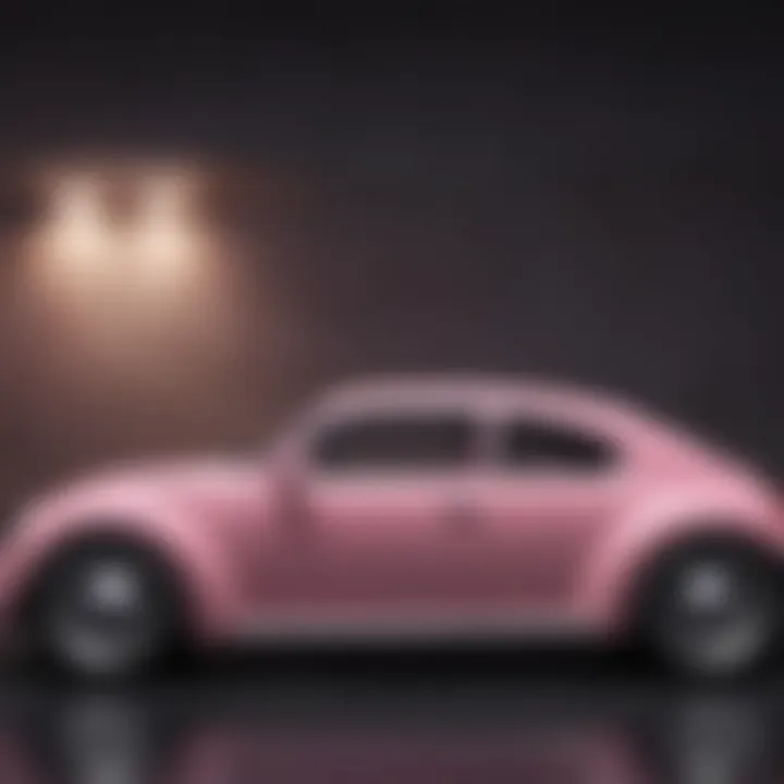 Sleek design of pink bug car side view