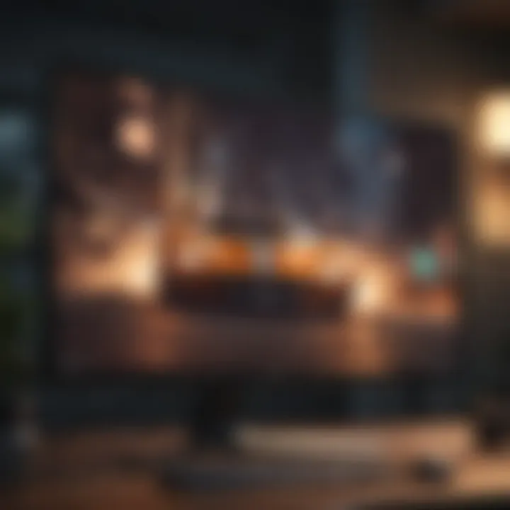 A sleek gaming monitor displaying high-resolution graphics
