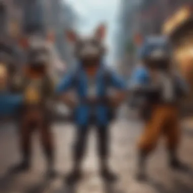 Artistic representation of Sly Cooper and his companions