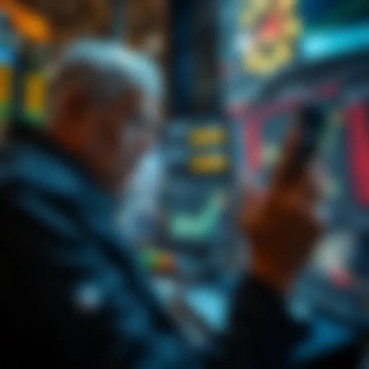 A player analyzing market prices on a trading interface.