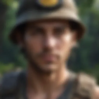 Close-up of a gamer wearing a survivor buff during gameplay