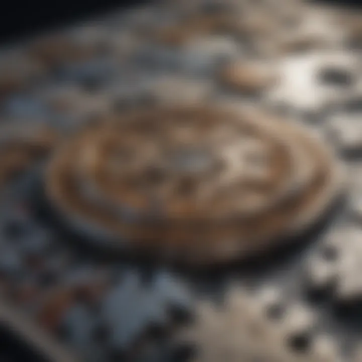 A complex jigsaw puzzle with intricate design