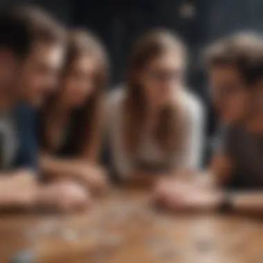 Collective Brainpower A group of friends engaged in a puzzle-solving session