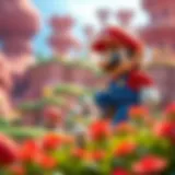 Vibrant landscape of Mario game world