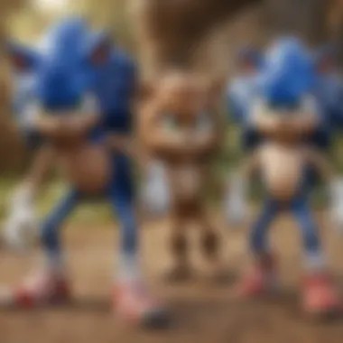 Fan art depicting the evolution of Sonic characters over the years.