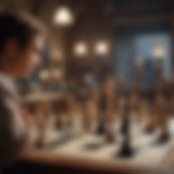 A modern chess tournament setting, reflecting competitive strategy and focus.