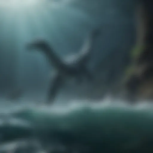 A detailed illustration of a Plesiosaur showcasing its long neck and flippers in an ancient ocean setting.