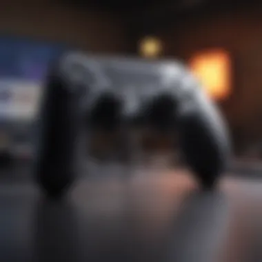 Gaming controller on futuristic digital background