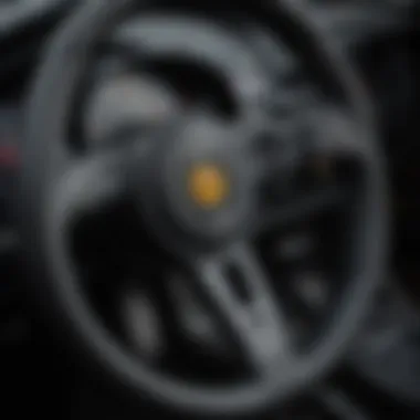 Intense close-up of a racing wheel and gear shift