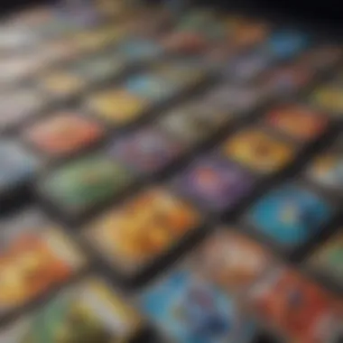 A detailed close-up of different Pokémon card types, including Trainer and Energy cards.