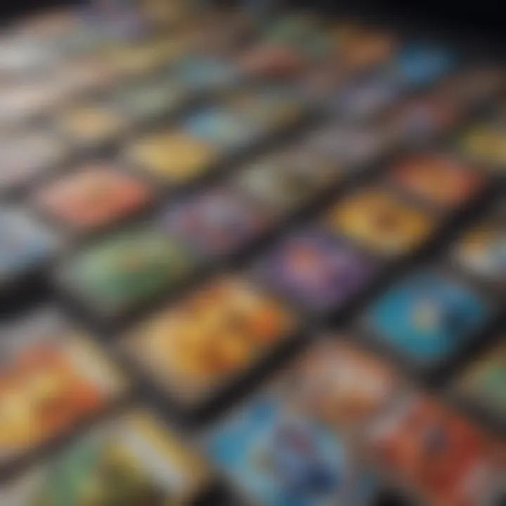 A detailed close-up of different Pokémon card types, including Trainer and Energy cards.