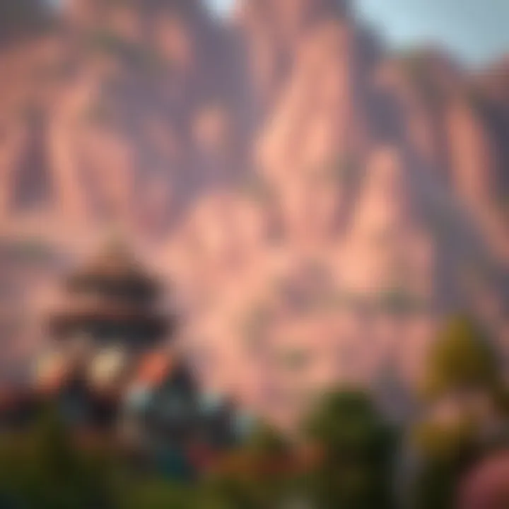 A scenic view of Genshin Impact's world with loot spots highlighted