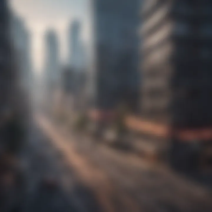 Virtual cityscape in a PC simulation game