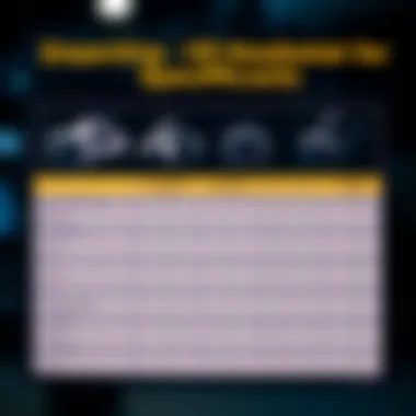 A comparison chart displaying the specifications of various VR headsets